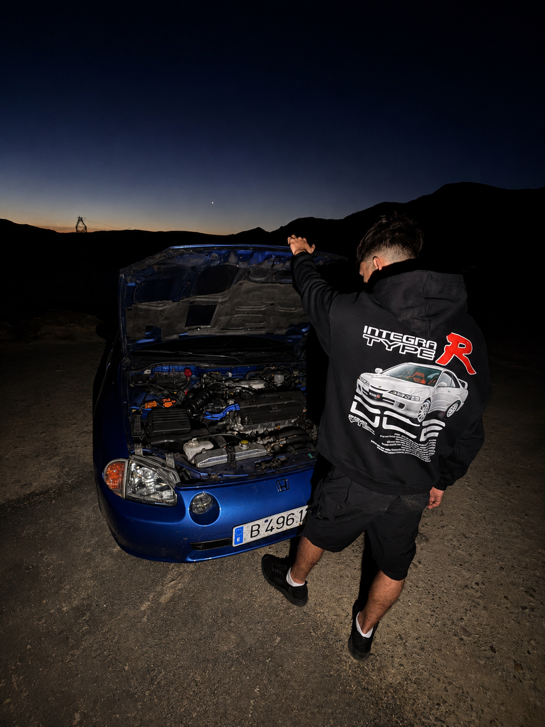 Sudadera Touge Club Heritage con Honda Integra Azul